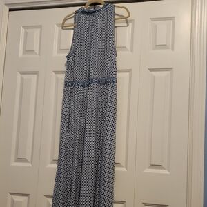 Max Studio Navy and White Geometric Maxi Dress